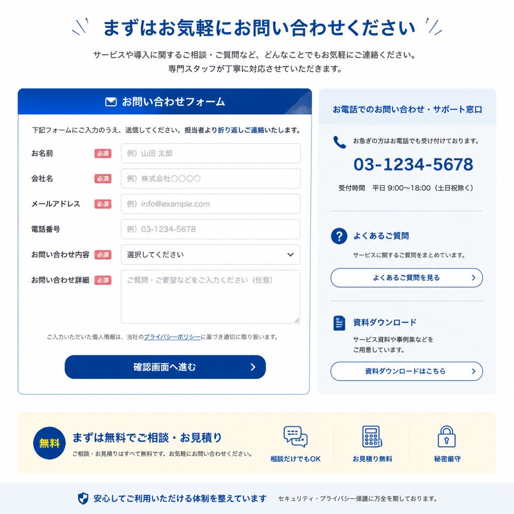 お問い合わせ・次のステップ