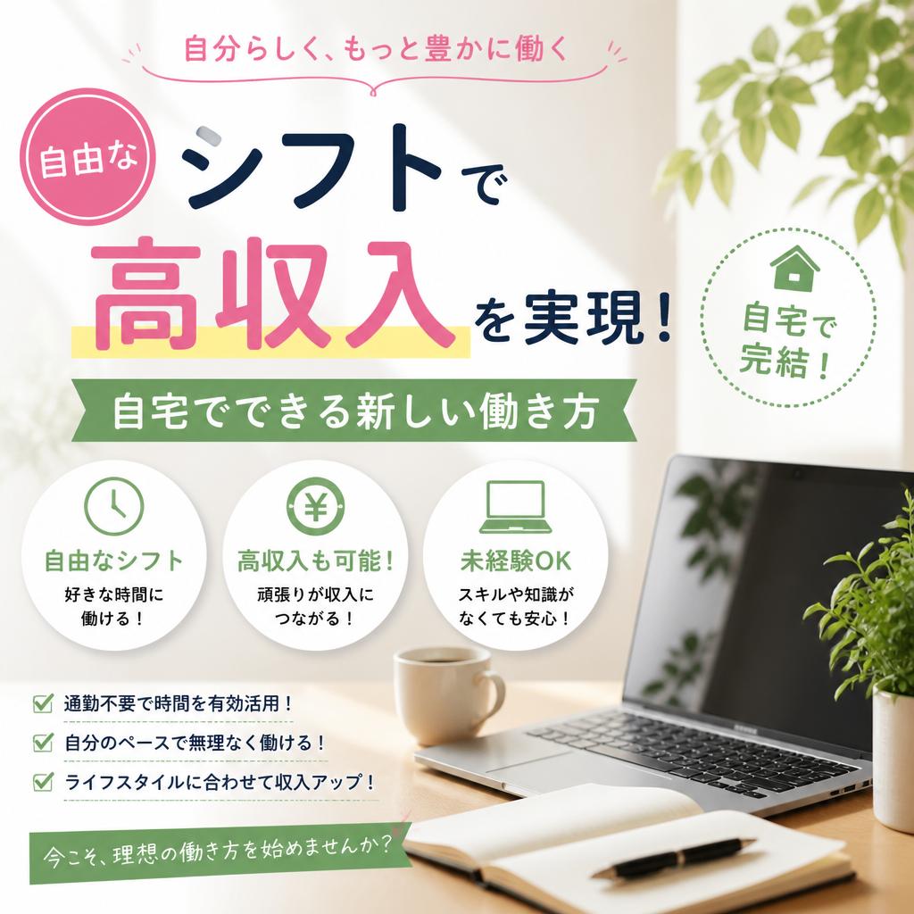自由なシフトで高収入を実現！自宅でできる新しい働き方