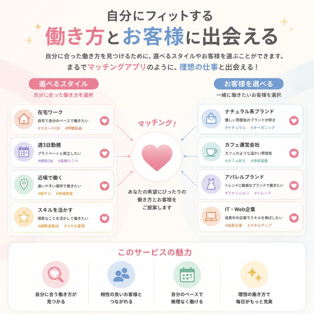 マッチングアプリ感覚で仕事を見つける