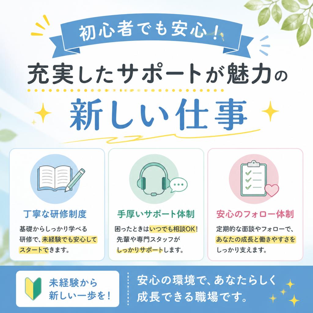 初心者でも安心！充実したサポートが魅力の新しい仕事
