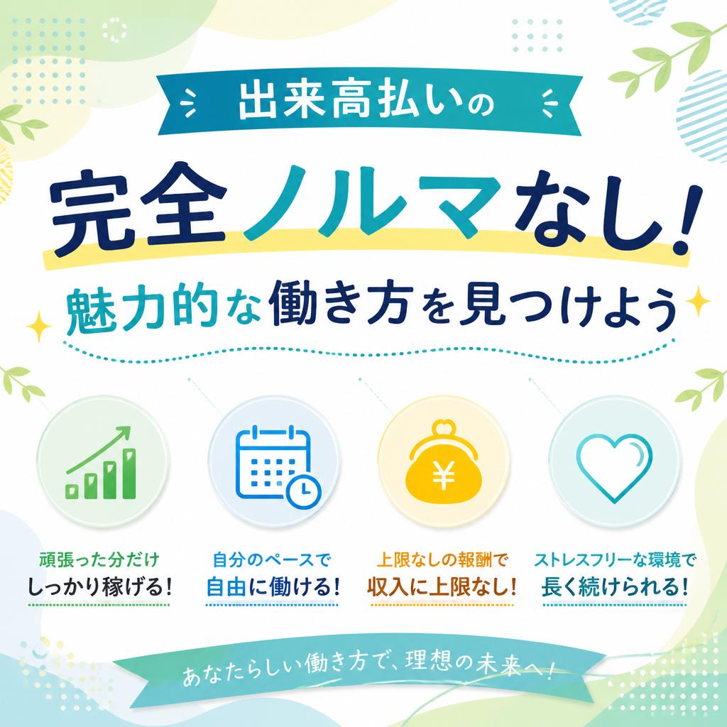出来高払いの完全ノルマなし！魅力的な働き方を見つけよう