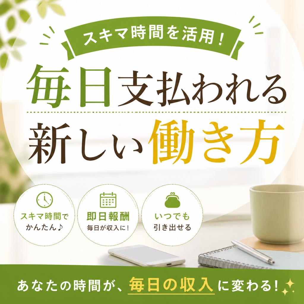 スキマ時間を活用！毎日支払われる新しい働き方