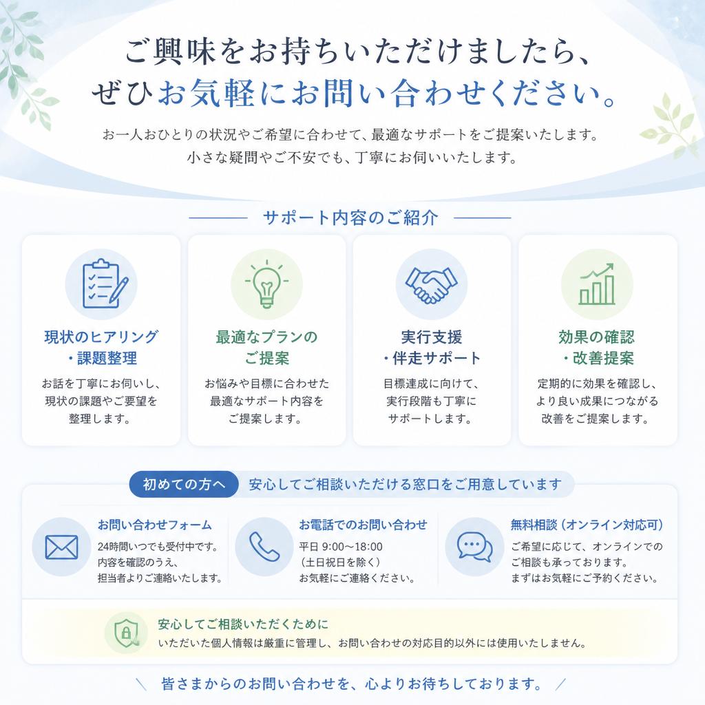 まずは気軽にお問い合わせを！