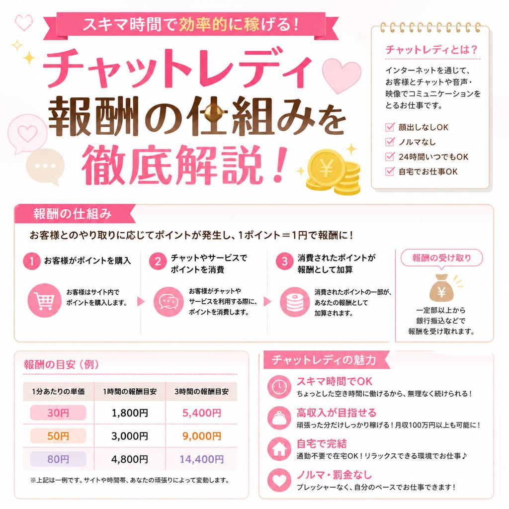 スキマ時間で効率的に稼げる！チャットレディ報酬の仕組みを徹底解説！