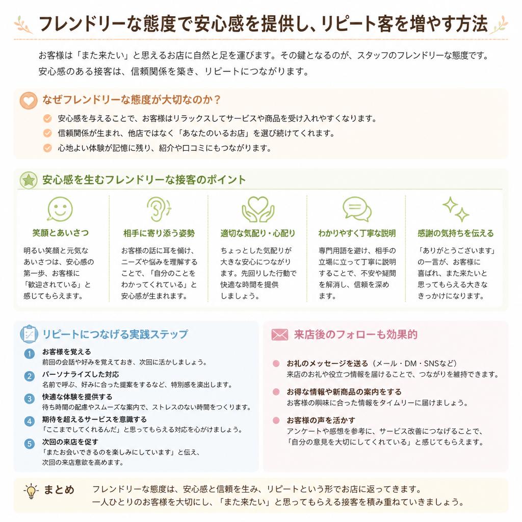 安心感を与えるフレンドリーなサポート