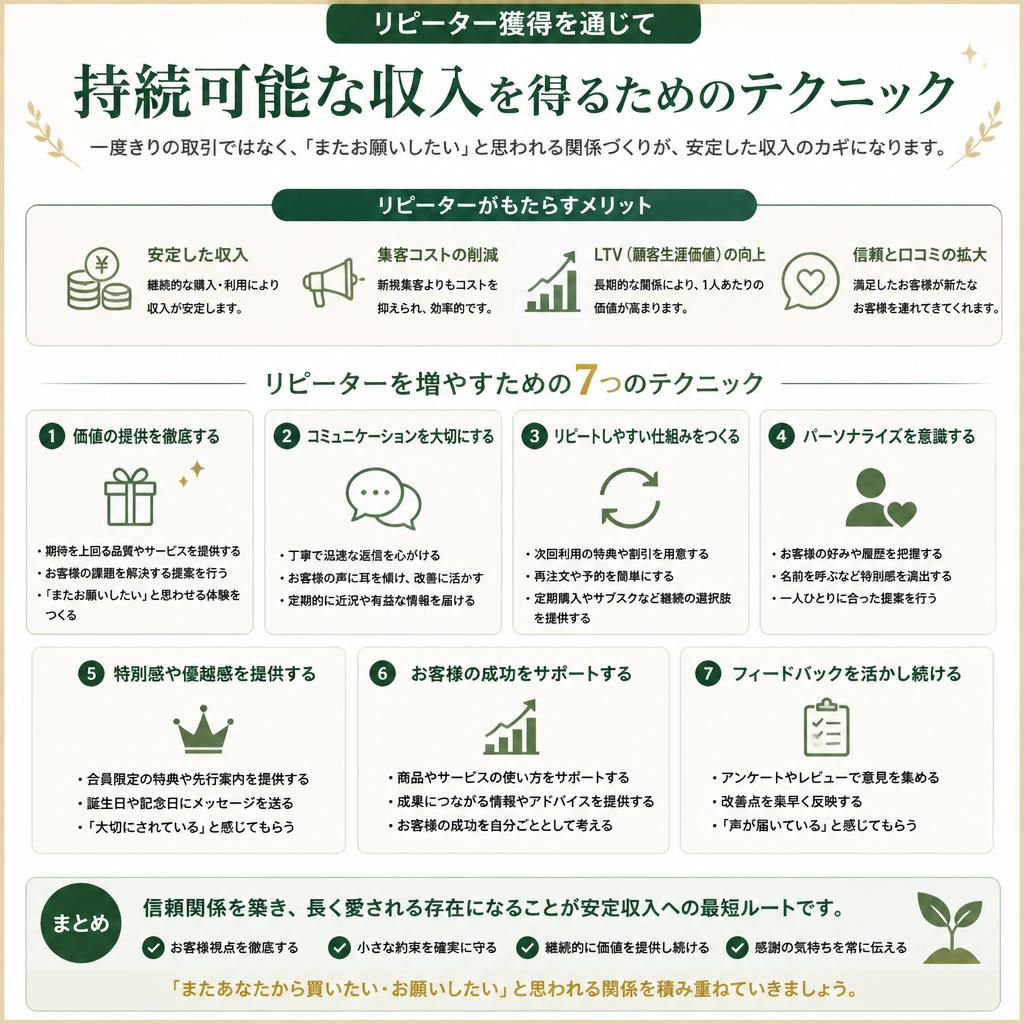 持続可能な収入のためのテクニック